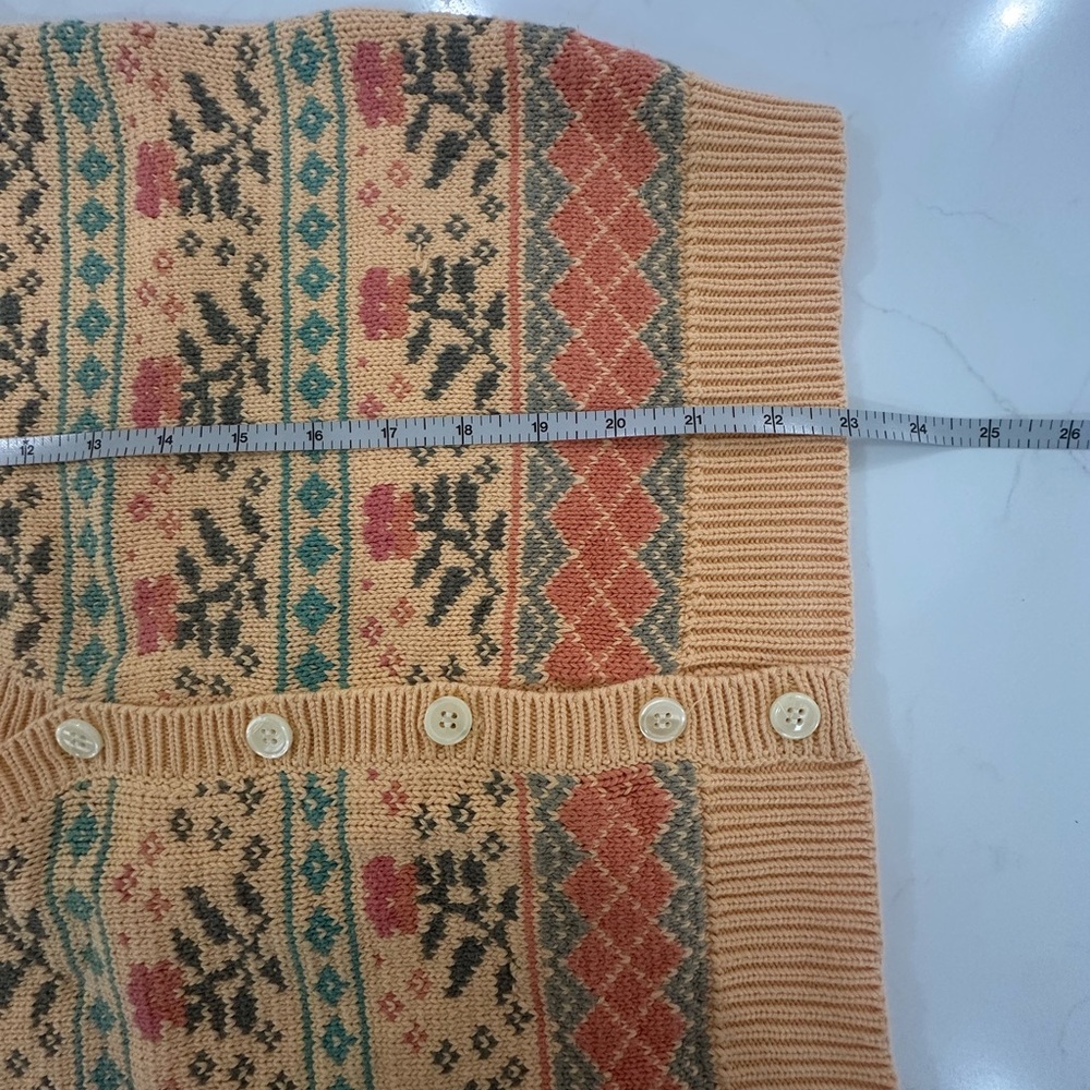VTG GAP Fair Isle Flowers Granny Core Sweater Vest Y2K 100% Cotton Oversized S - Picture 5 of 5